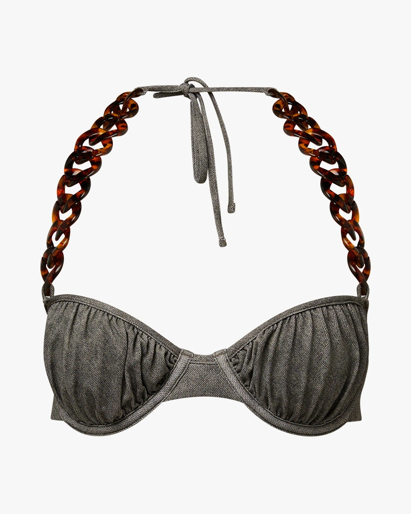 Top de Bikini Balconette con Cadena: ¡Atrevida, Chic y Lista para el Sol!
